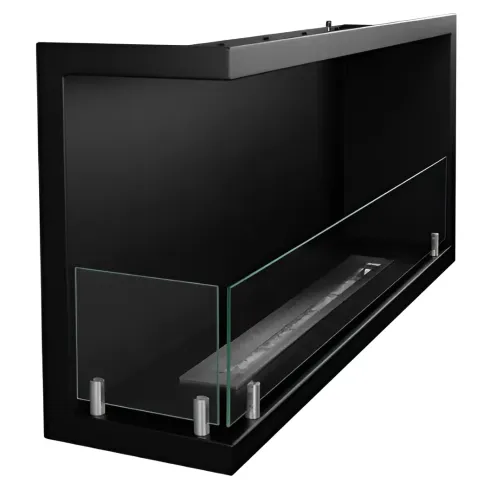 Camino a Bioetanolo 1,5L Nero Angolare a Sinistra da Incasso 90x45 cm
