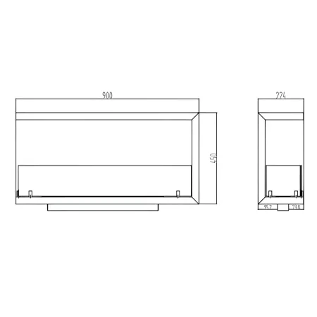 Camino a Bioetanolo 1,5L Nero Angolare a Sinistra da Incasso 90x45 cm