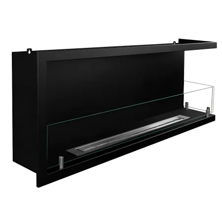 Camino a Bioetanolo 1,5L Nero da Incasso 120x45 cm Angolare a Destra