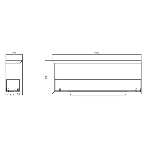 Camino a Bioetanolo 1,5L Nero Angolare a Sinistra da Incasso 90x45 cm