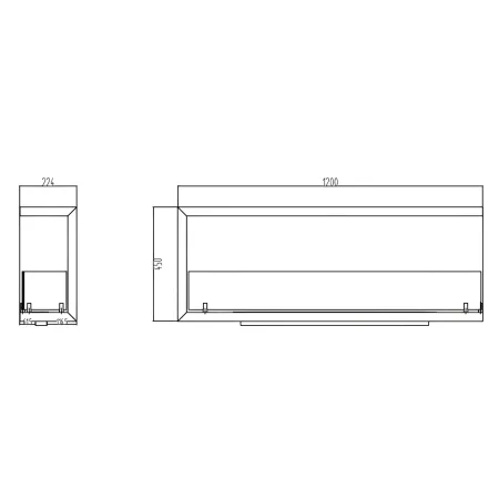Camino a Bioetanolo 1,5L Nero Angolare a Sinistra da Incasso 90x45 cm