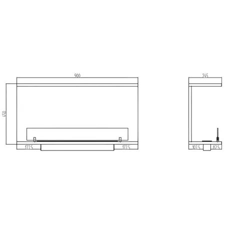 Camino a Bioetanolo Trifacciale da Incasso 90x45 cm 1,5L Nero 3kW