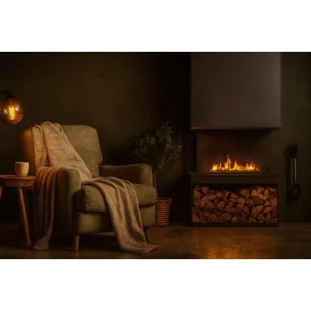 Camino a Bioetanolo Trifacciale da Incasso 90x45 cm 1,5L Nero 3kW