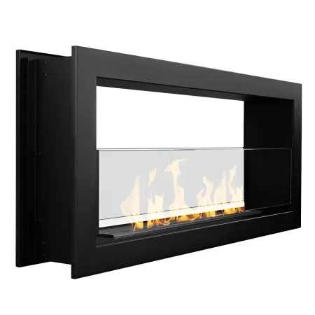 Camino a Bioetanolo Bifacciale 1,5L Nero da Parete 90x40 cm Acciaio