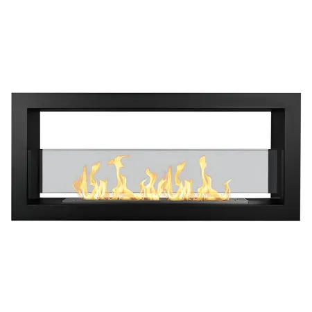 Camino a Bioetanolo Bifacciale 1,5L Nero da Parete 90x40 cm Acciaio