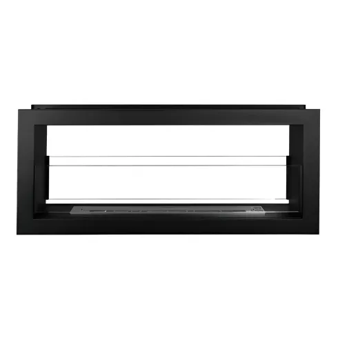 Camino a Bioetanolo Bifacciale 1,5L Nero da Parete 90x40 cm Acciaio