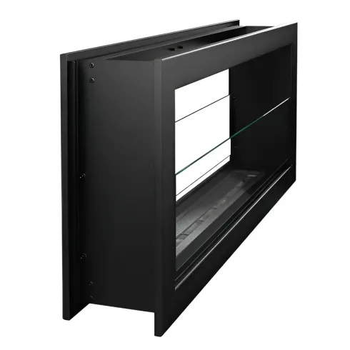 Camino a Bioetanolo Bifacciale 1,5L Nero da Parete 90x40 cm Acciaio