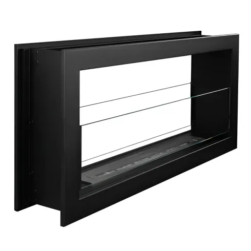 Camino a Bioetanolo Bifacciale 1,5L Nero da Parete 90x40 cm Acciaio