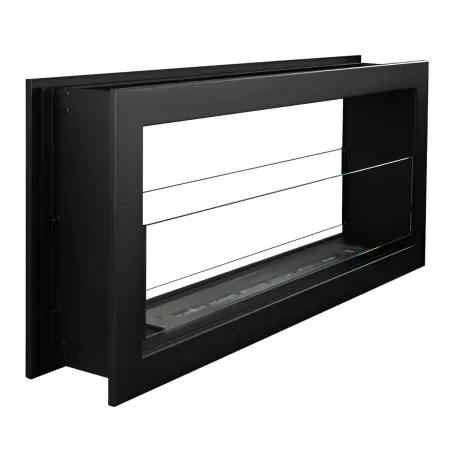 Camino a Bioetanolo Bifacciale 1,5L Nero da Parete 90x40 cm Acciaio