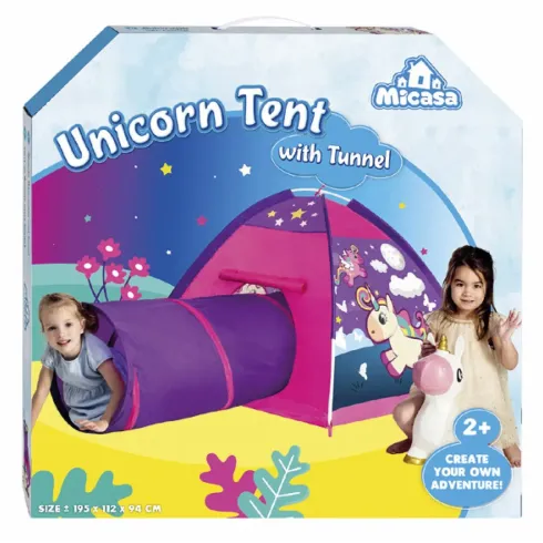 Tenda da Gioco per Bambini Unicorno con Tunnel per Cameretta Pieghevole