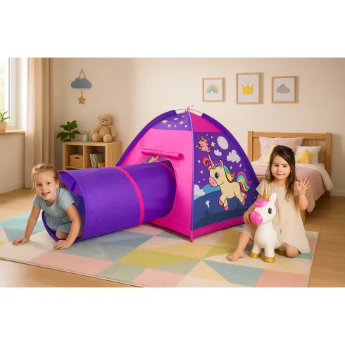 Tenda da Gioco per Bambini Unicorno con Tunnel per Cameretta Pieghevole