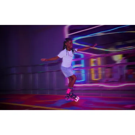 Pattini in Linea per Bambini Taglia 34-37 LED Freno Posteriore Rosa