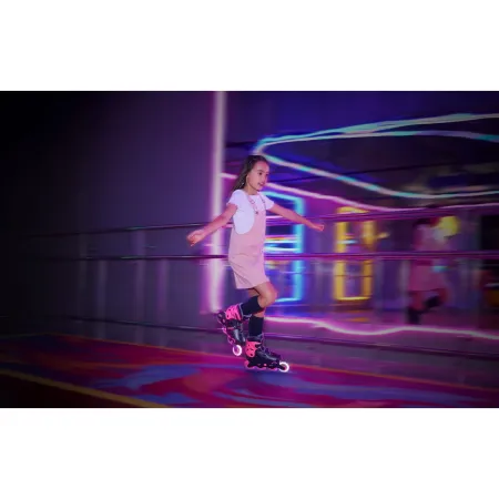 Pattini in Linea per Bambini Taglia 34-37 LED Freno Posteriore Rosa