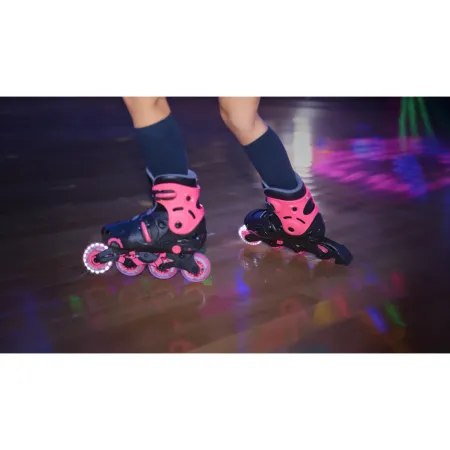 Pattini in Linea per Bambini Taglia 34-37 LED Freno Posteriore Rosa