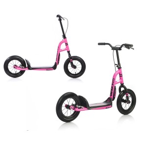 Monopattino Rosa Ruote 12 Pollici Gonfiabili Raggi Freno Posteriore Giocattolo