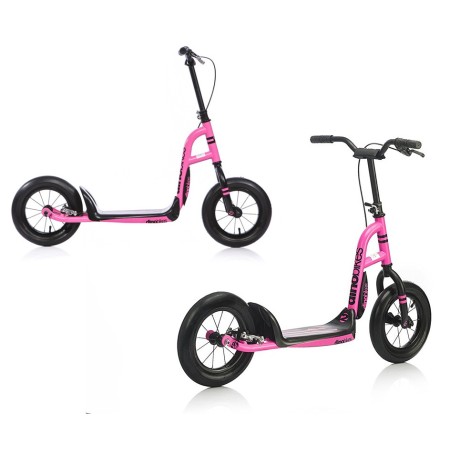 Monopattino Rosa Ruote 12 Pollici Gonfiabili Raggi Freno Posteriore Giocattolo