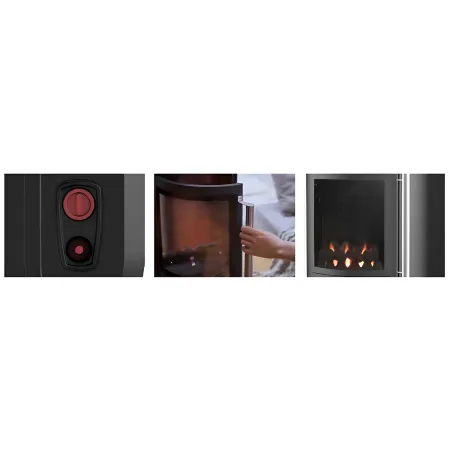 Stufa a Gas 3.4kW Infrarossi Effetto Camino Catalitica Fiamma Vera