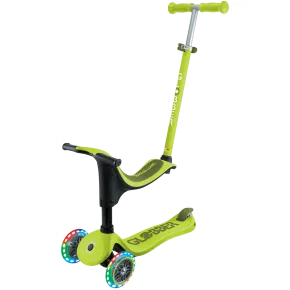Monopattino per Bambini 3 in 1 Verde Lime Regolabile 50 kg Ruote LED
