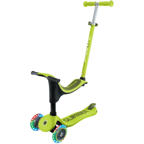 Monopattino per Bambini 3 in 1 Verde Lime Regolabile 50 kg Ruote LED