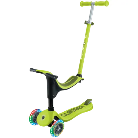 Monopattino per Bambini 3 in 1 Verde Lime Regolabile 50 kg Ruote LED