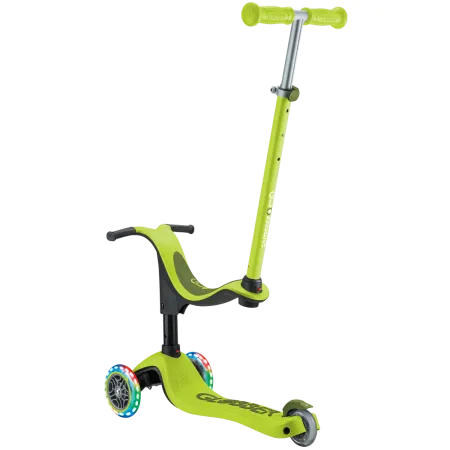 Monopattino per Bambini 3 in 1 Verde Lime Regolabile 50 kg Ruote LED