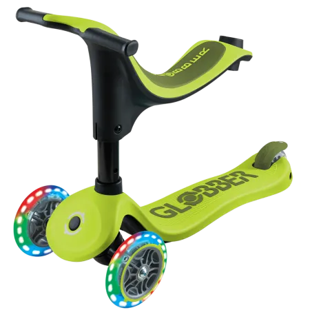 Monopattino per Bambini 3 in 1 Verde Lime Regolabile 50 kg Ruote LED