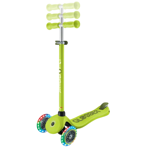 Monopattino per Bambini 3 in 1 Verde Lime Regolabile 50 kg Ruote LED
