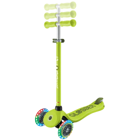 Monopattino per Bambini 3 in 1 Verde Lime Regolabile 50 kg Ruote LED