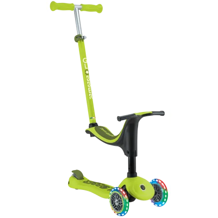 Monopattino per Bambini 3 in 1 Verde Lime Regolabile 50 kg Ruote LED