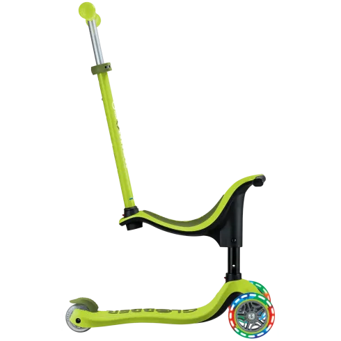Monopattino per Bambini 3 in 1 Verde Lime Regolabile 50 kg Ruote LED