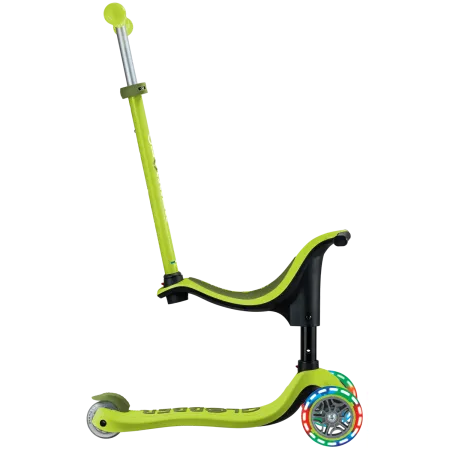 Monopattino per Bambini 3 in 1 Verde Lime Regolabile 50 kg Ruote LED