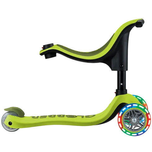 Monopattino per Bambini 3 in 1 Verde Lime Regolabile 50 kg Ruote LED