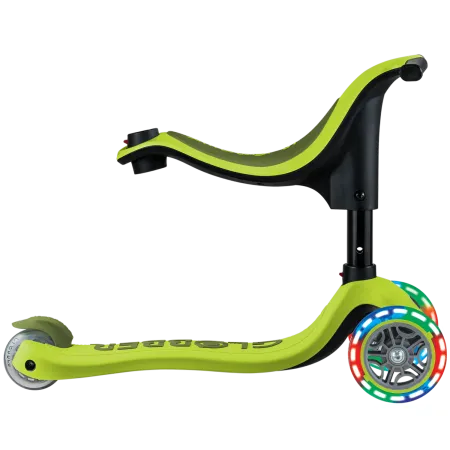 Monopattino per Bambini 3 in 1 Verde Lime Regolabile 50 kg Ruote LED