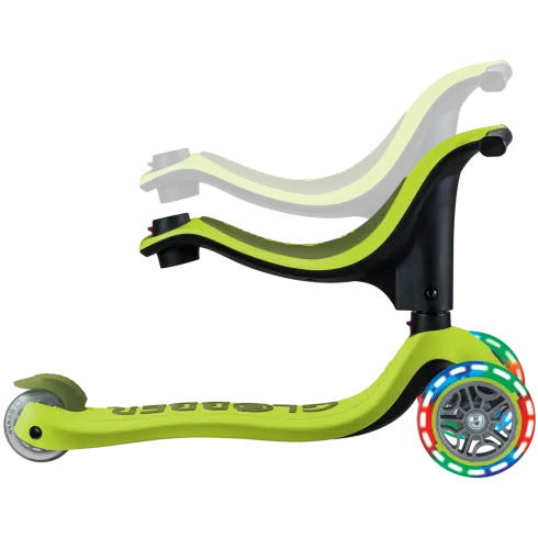 Monopattino per Bambini 3 in 1 Verde Lime Regolabile 50 kg Ruote LED