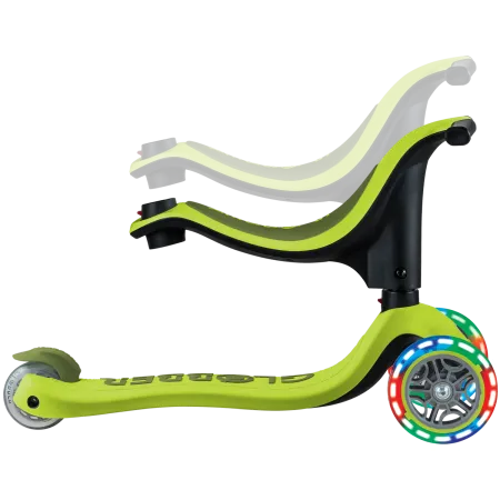 Monopattino per Bambini 3 in 1 Verde Lime Regolabile 50 kg Ruote LED