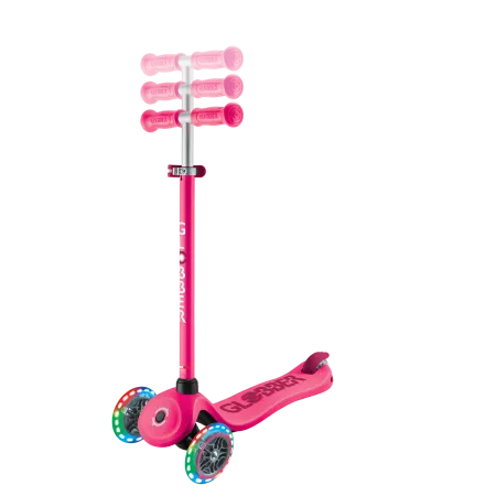 Monopattino per Bambini 3 in 1 Fucsia Regolabile 50 kg con Ruote LED