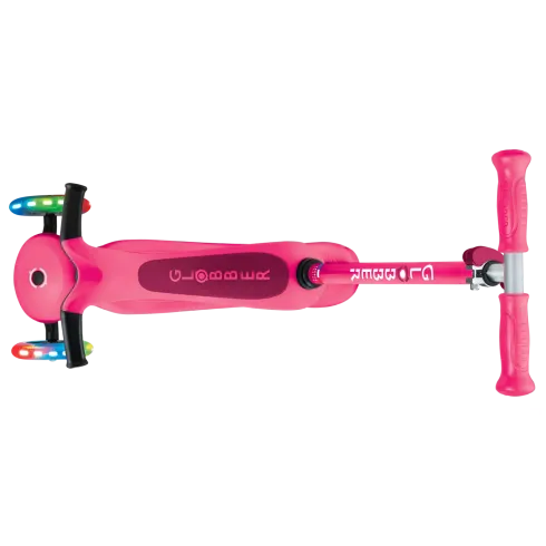 Monopattino per Bambini 3 in 1 Fucsia Regolabile 50 kg con Ruote LED