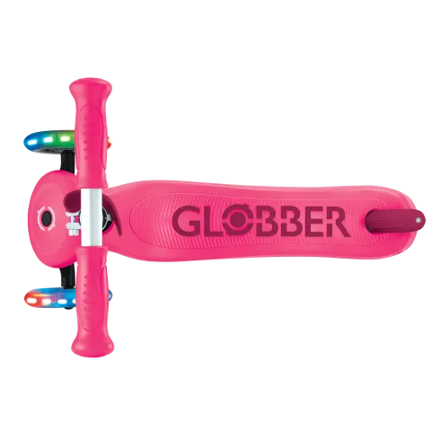Monopattino per Bambini 3 in 1 Fucsia Regolabile 50 kg con Ruote LED