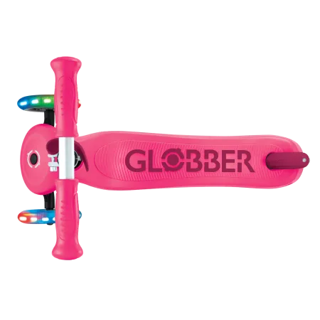 Monopattino per Bambini 3 in 1 Fucsia Regolabile 50 kg con Ruote LED