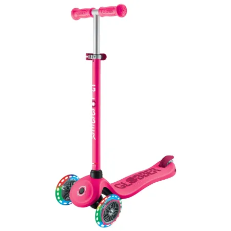 Monopattino per Bambini 3 in 1 Fucsia Regolabile 50 kg con Ruote LED