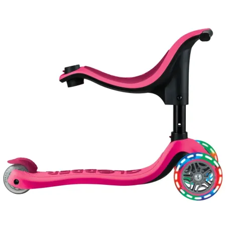 Monopattino per Bambini 3 in 1 Fucsia Regolabile 50 kg con Ruote LED