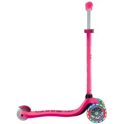 Monopattino per Bambini 3 in 1 Fucsia Regolabile 50 kg con Ruote LED