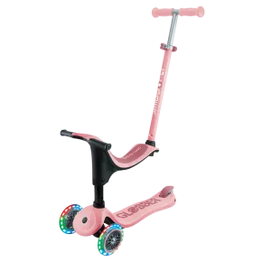 Monopattino per Bambini 3 in 1 Rosa Pastello Regolabile 50 kg Ruote LED