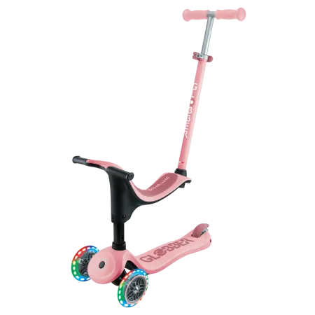 Monopattino per Bambini 3 in 1 Rosa Pastello Regolabile 50 kg Ruote LED