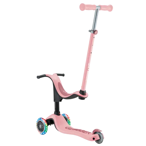 Monopattino per Bambini 3 in 1 Rosa Pastello Regolabile 50 kg Ruote LED