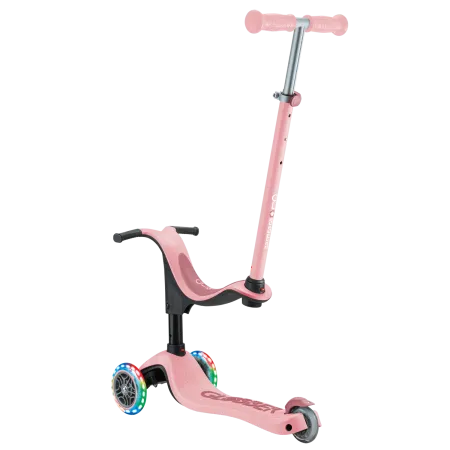 Monopattino per Bambini 3 in 1 Rosa Pastello Regolabile 50 kg Ruote LED