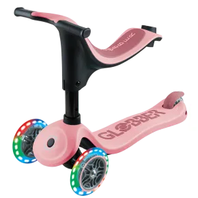 Monopattino per Bambini 3 in 1 Rosa Pastello Regolabile 50 kg Ruote LED 2