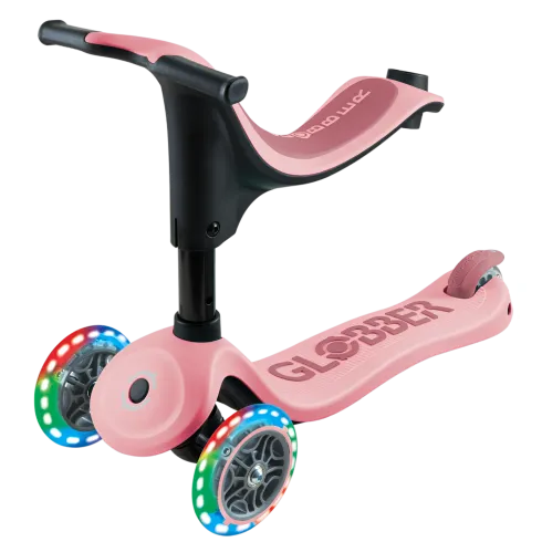 Monopattino per Bambini 3 in 1 Rosa Pastello Regolabile 50 kg Ruote LED