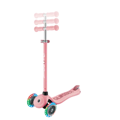 Monopattino per Bambini 3 in 1 Rosa Pastello Regolabile 50 kg Ruote LED
