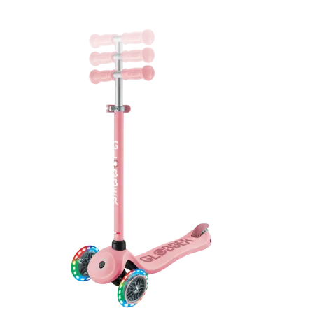 Monopattino per Bambini 3 in 1 Rosa Pastello Regolabile 50 kg Ruote LED